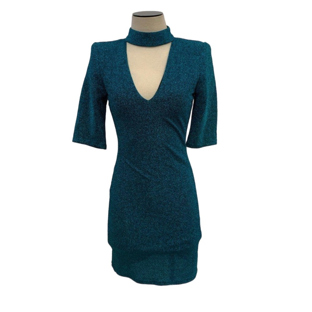 NEW Alice Olivia Inka Turquoise Shimmer Dress - Picture 2 of 6